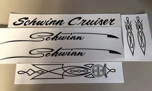 Vintage Schwinn Cruiser Set Decals Black