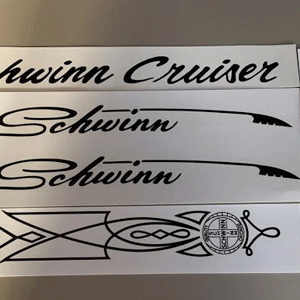 Vintage Schwinn Cruiser Set Decals Black